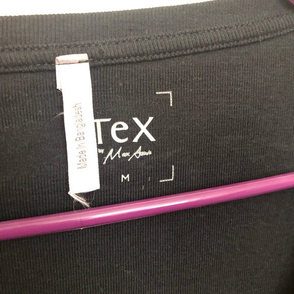 TEX by MAXAZRIA Black V-Neck Long Sleeve T-Shirt Knit Top Soft - Picture 9 of 10